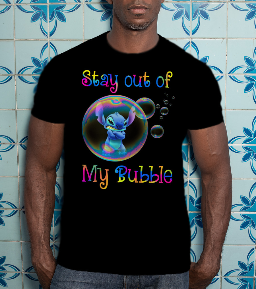 Stay Out Of My Bubble Stitch Rainbow Bubbles T-Shirt