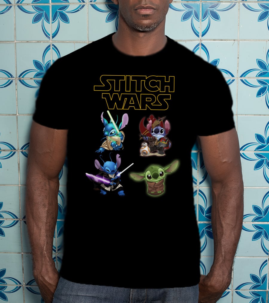 STITCH WARS Jedi Stitch And Baby Alien Crossover T-Shirt