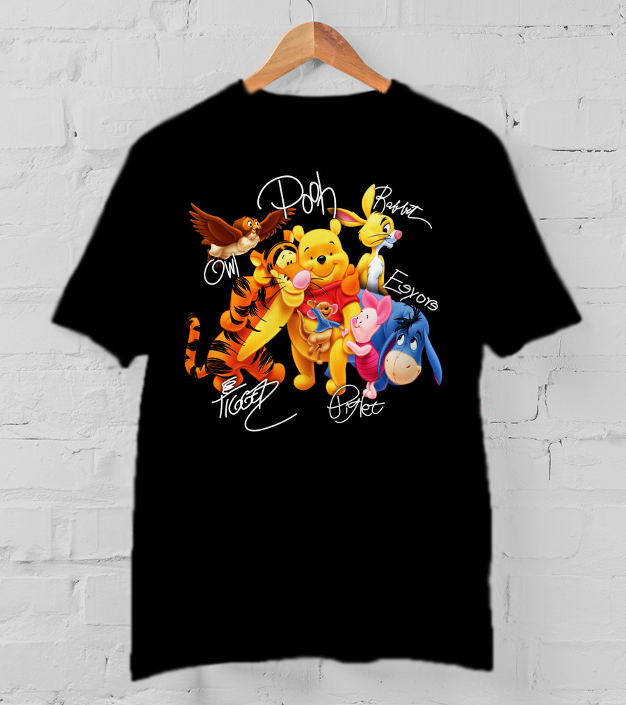 Pooh Tigger Piglet Eeyore Rabbit Owl Signature T-Shirt