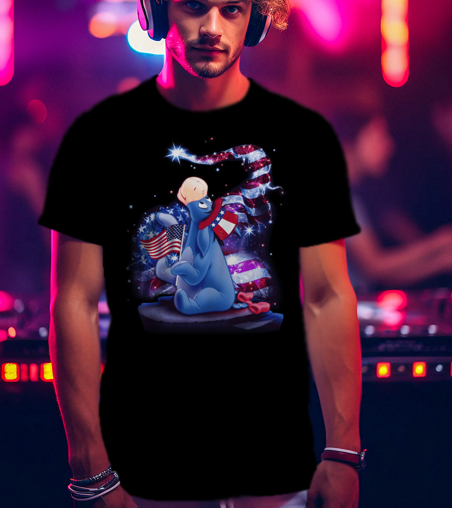 Eeyore Patriotic July Celebration With Stars And Stripes Elements T-Shirt