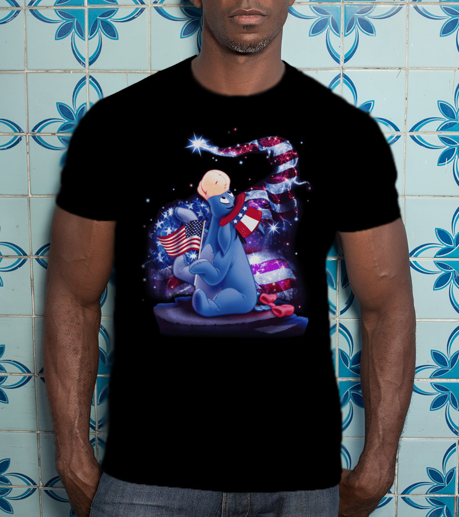 Eeyore Patriotic July Celebration With Stars And Stripes Elements T-Shirt
