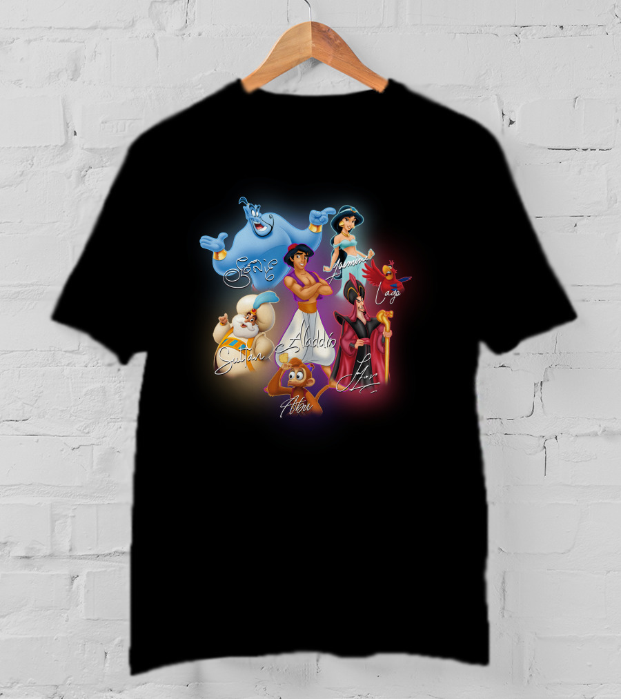 Aladdin Jasmine Genie Jafar Iago Sultan Abu Signatures T-Shirt