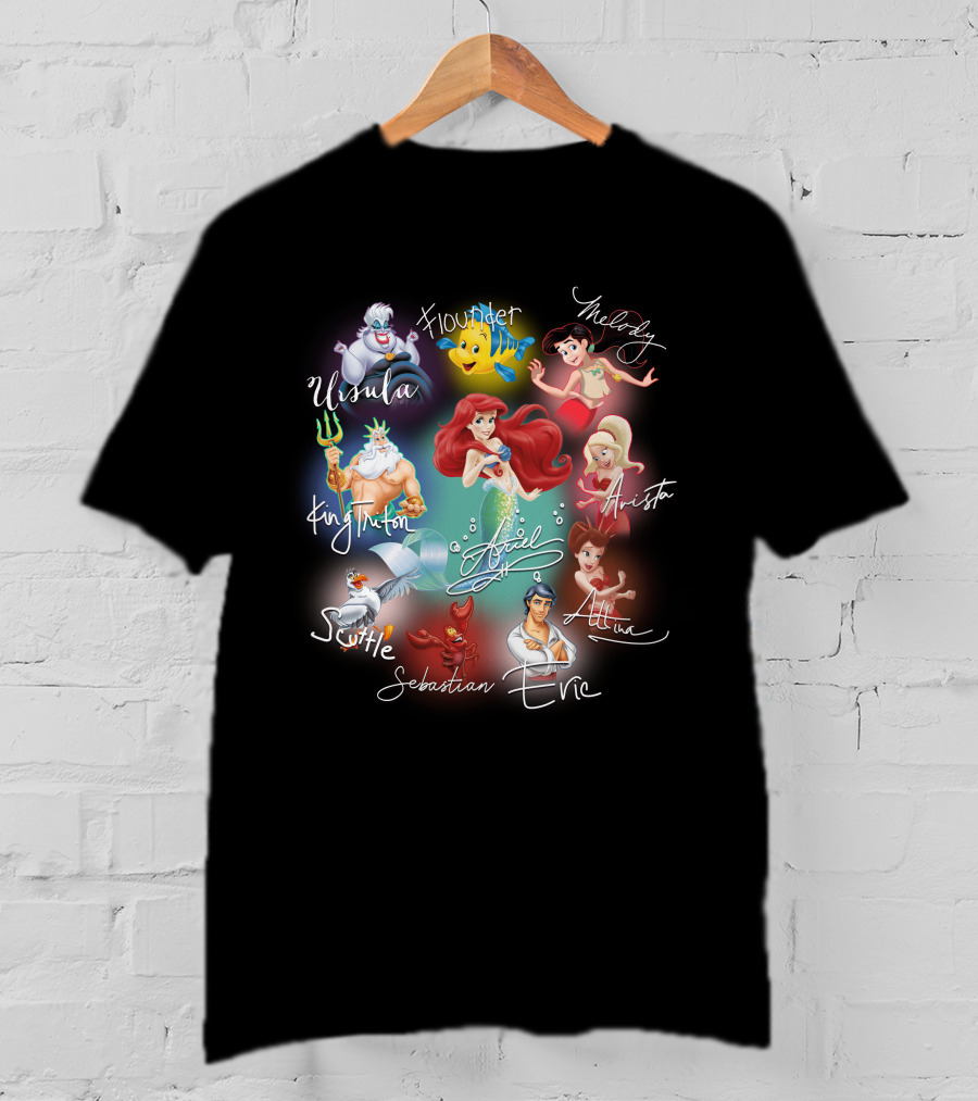 Ariel Signature Ursula Flounder Melody King Triton Sebastian Scuttle Eric Attina Arista T-Shirt