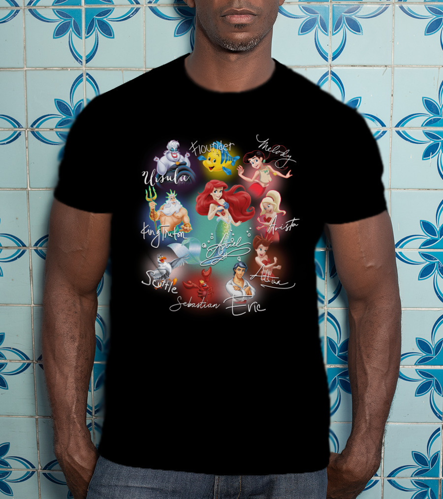 Ariel Signature Ursula Flounder Melody King Triton Sebastian Scuttle Eric Attina Arista T-Shirt