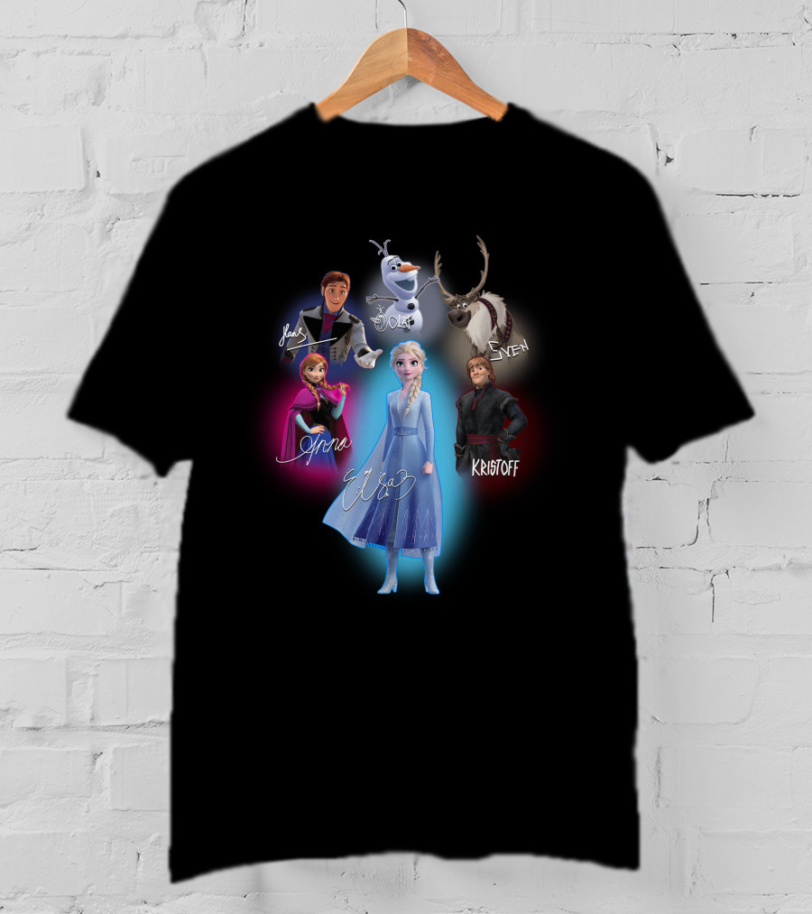 Anna Elsa Kristoff Sven Olaf Hans Frozen Signatures T-Shirt