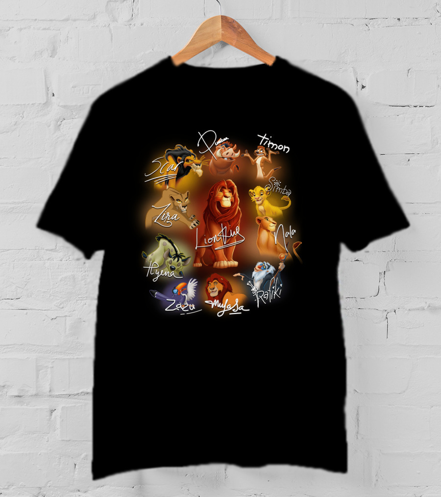 Scar Timon Simba Nala Rafiki Mufasa Zazu Hyena Zira Lion King Signature T-Shirt