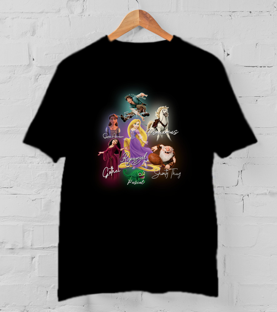Rapunzel Flynn Rider Maximus Pascal Mother Gothel Captain Of The Guard Shorty Thug Disney Tangle Signature T-Shirt