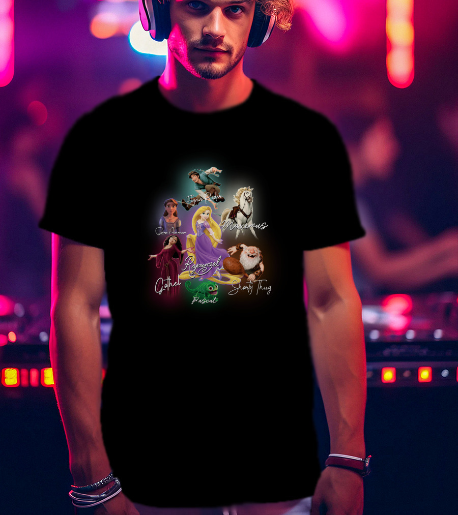 Rapunzel Flynn Rider Maximus Pascal Mother Gothel Captain Of The Guard Shorty Thug Disney Tangle Signature T-Shirt