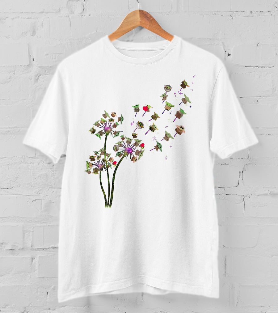 Baby Yoda Dandelion Grogu Star Wars Cute Whimsical Nature T-Shirt