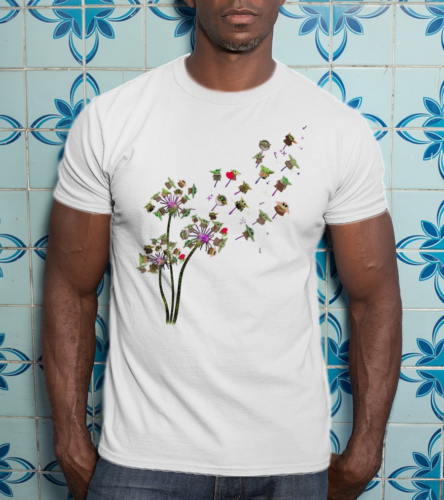 Baby Yoda Dandelion Grogu Star Wars Cute Whimsical Nature T-Shirt