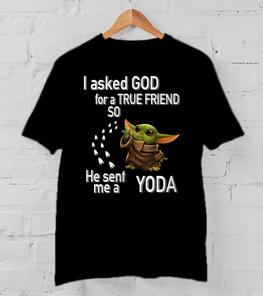 I Asked God For A True Friend So He Sent Me A Yoda With Baby Character T-Shirt