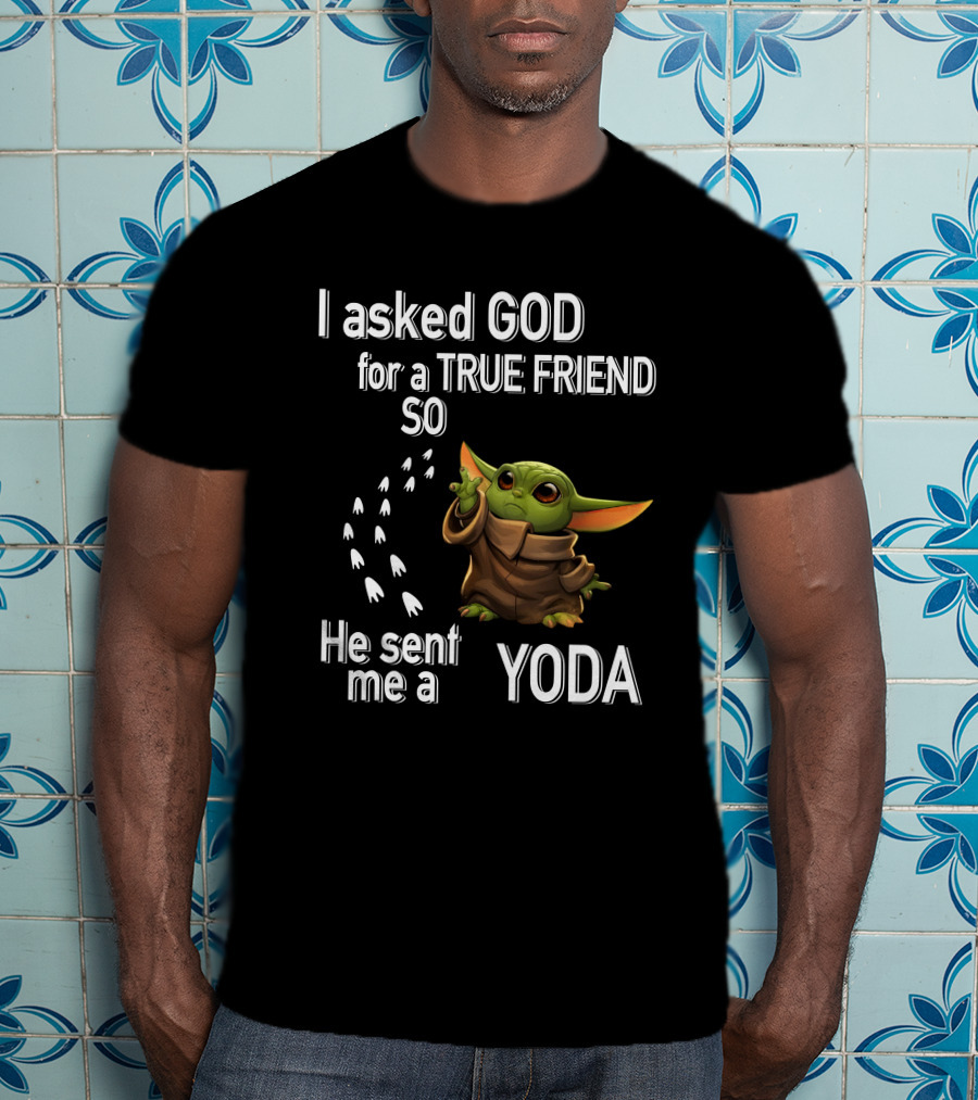 I Asked God For A True Friend So He Sent Me A Yoda With Baby Character T-Shirt
