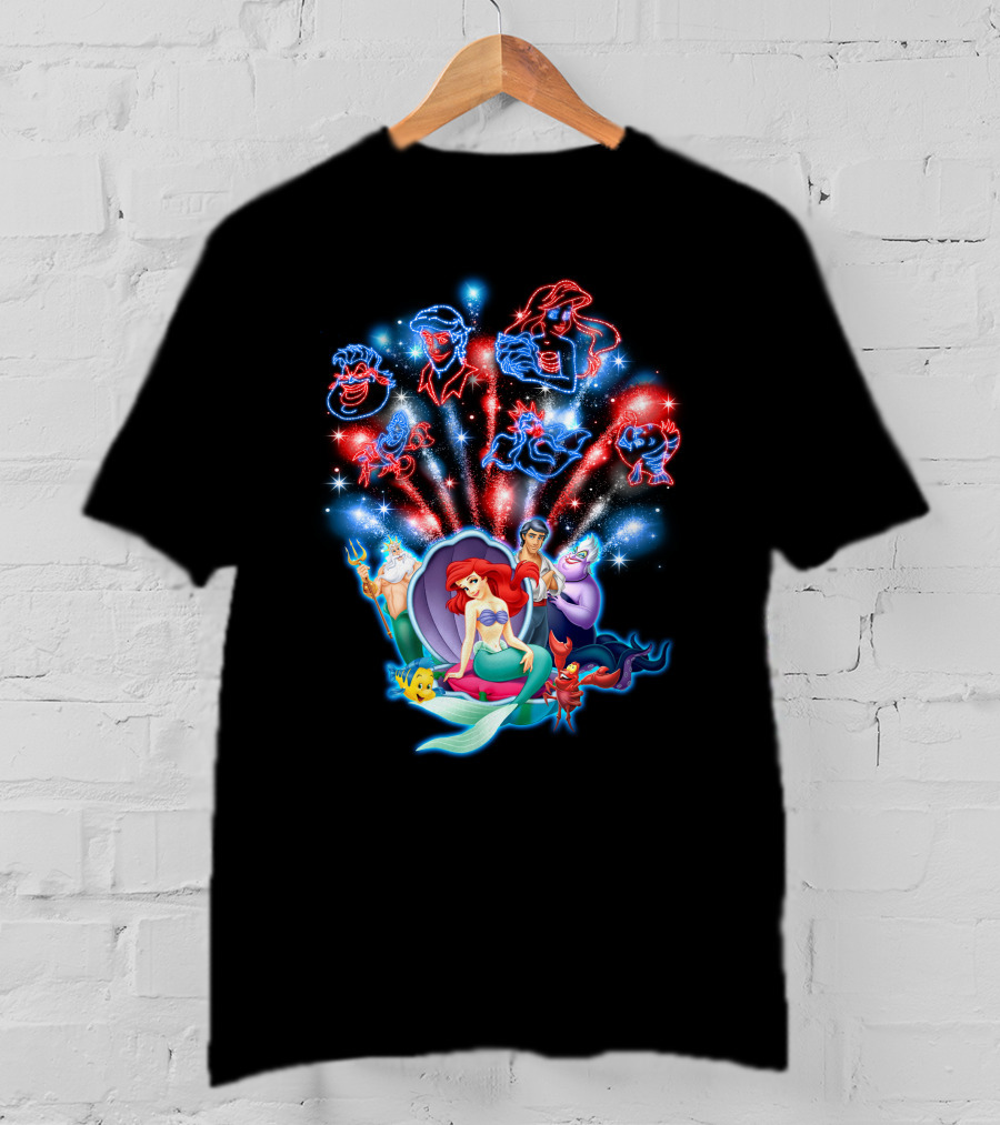 Ariel Firework Little Mermaid Characters Illuminated T-Shirt