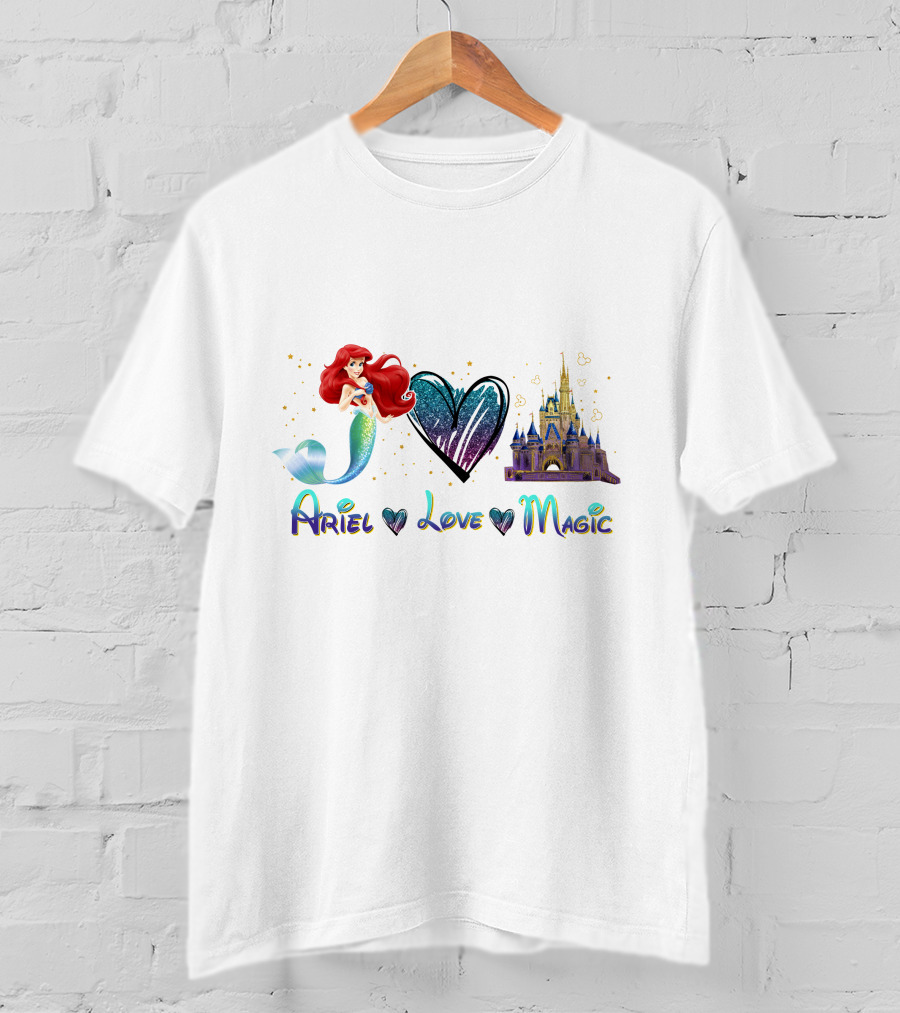 Ariel Love Magic Heart Castle Disney T-Shirt