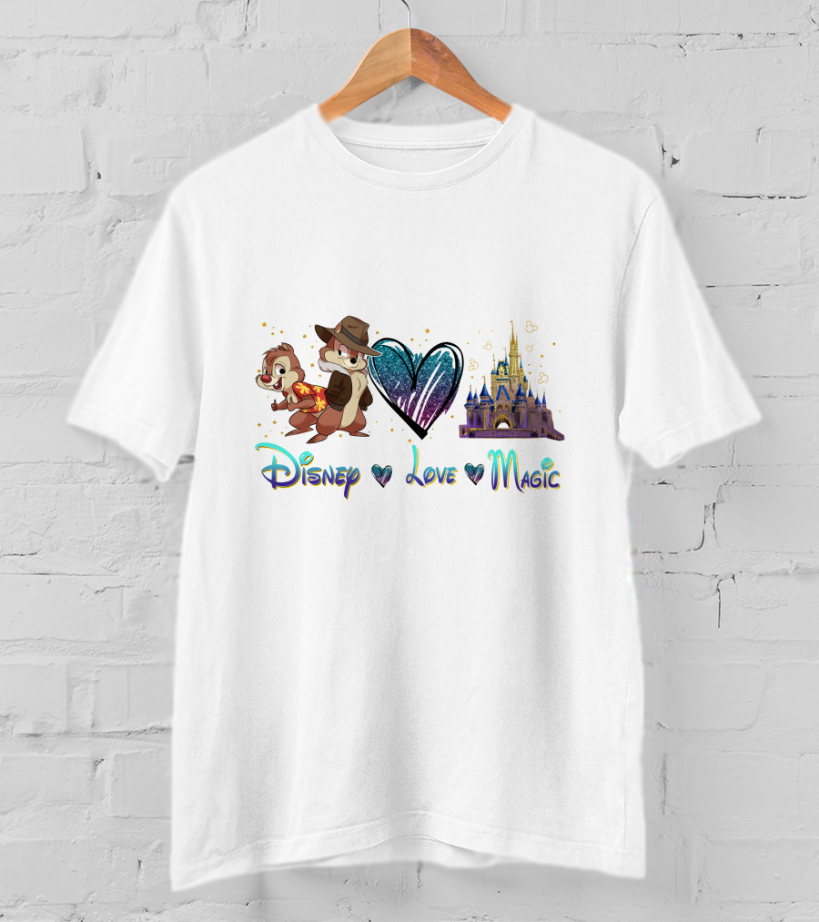 Disney Chip N Dale Love Magic Castle Heart T-Shirt