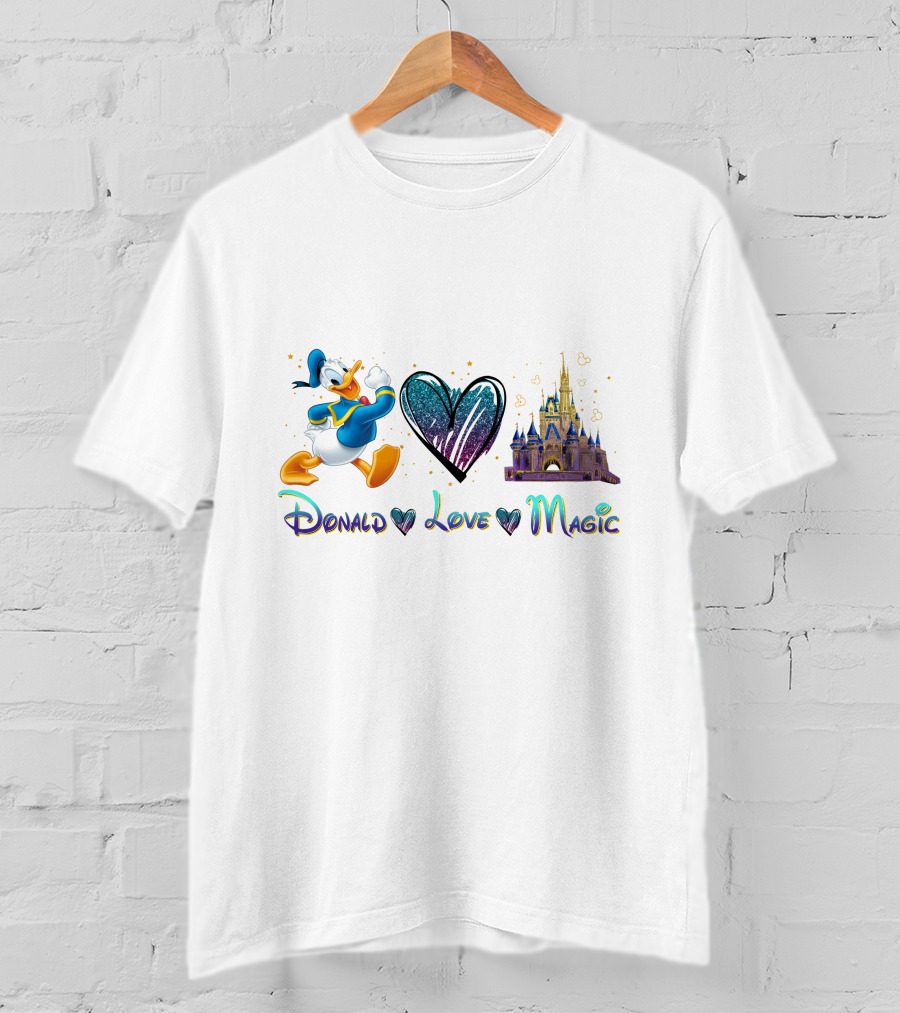 Donald Love Magic Disney Castle And Duck Heart T-Shirt