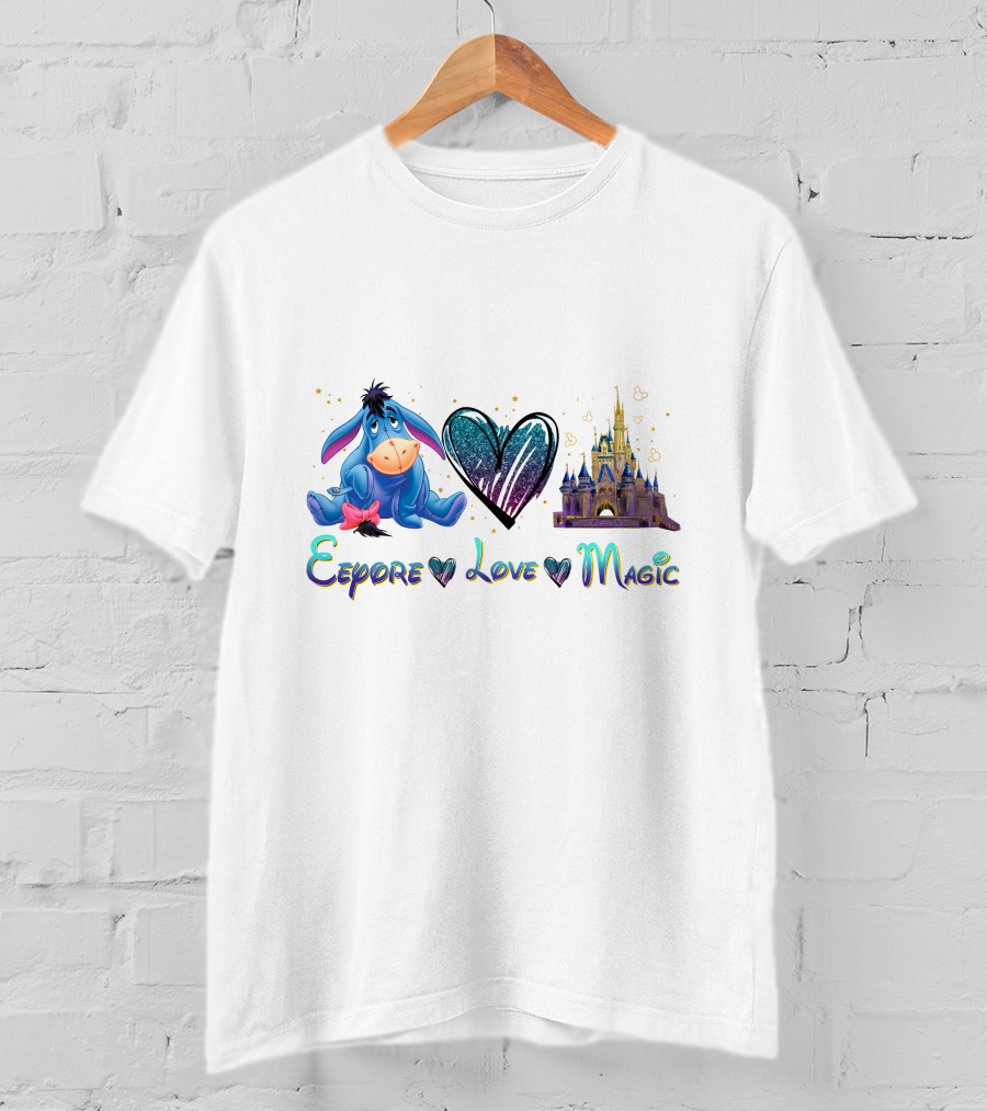 Eeyore Love Magic Heart And Castle T-Shirt