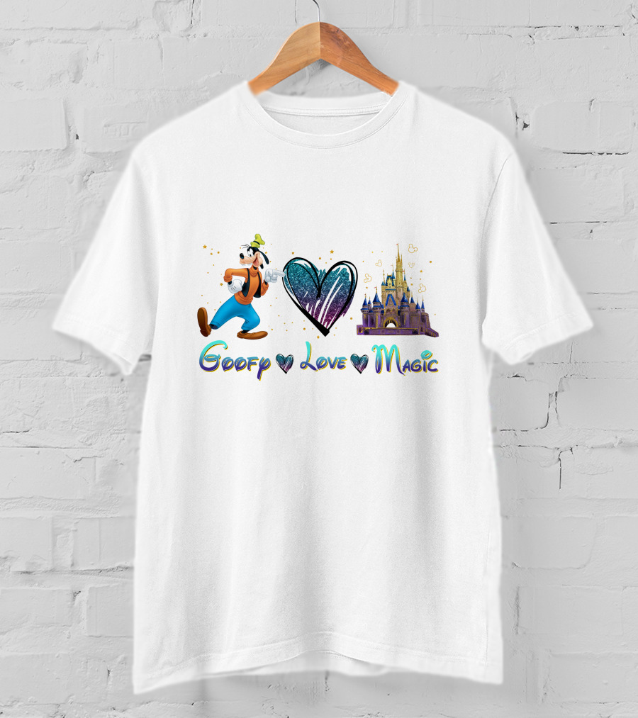 Goofy Love Magic Heart Castle Disney T-Shirt
