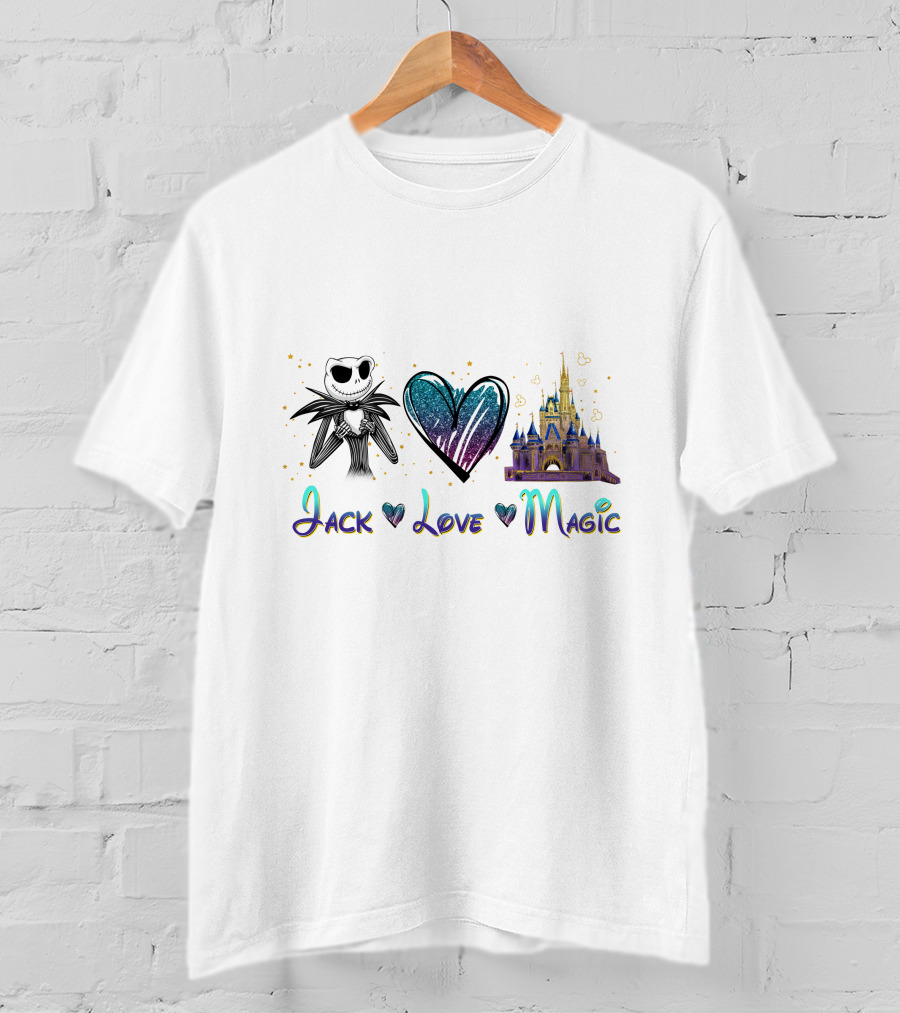 Jack Love Magic Castle And Skeleton Heart T-Shirt