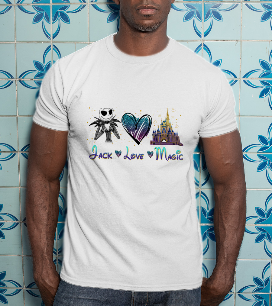 Jack Love Magic Castle And Skeleton Heart T-Shirt
