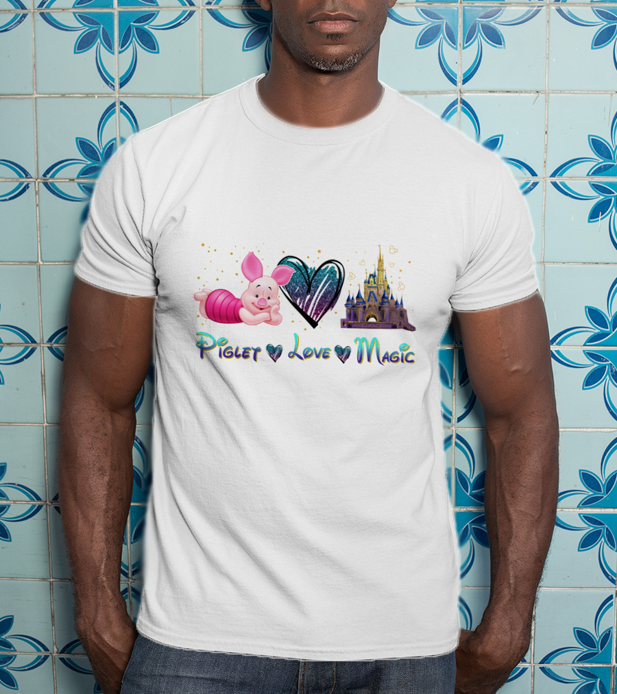 Piglet Heart Love Magic Castle Fantasy T-Shirt