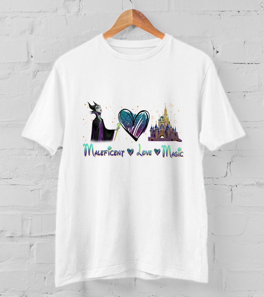 Maleficent Love Magic Heart Castle T-Shirt