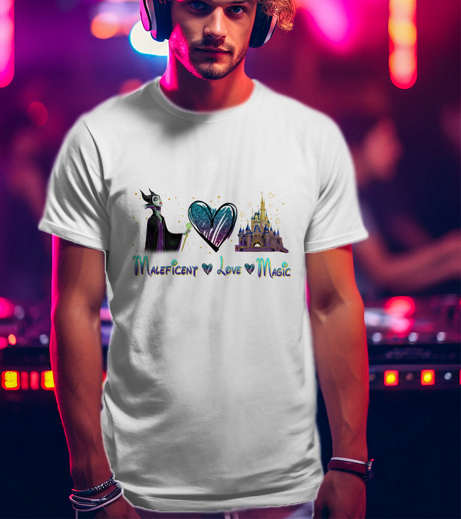 Maleficent Love Magic Heart Castle T-Shirt