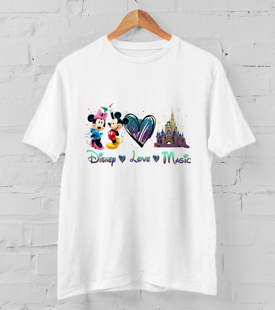 Disney Love Magic Mickey Minnie Castle T-Shirt