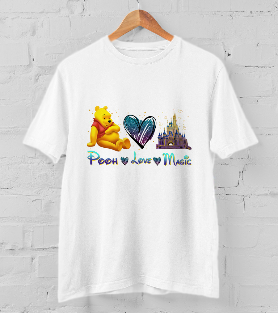 Pooh Love Magic Heart Castle Fantasy T-Shirt