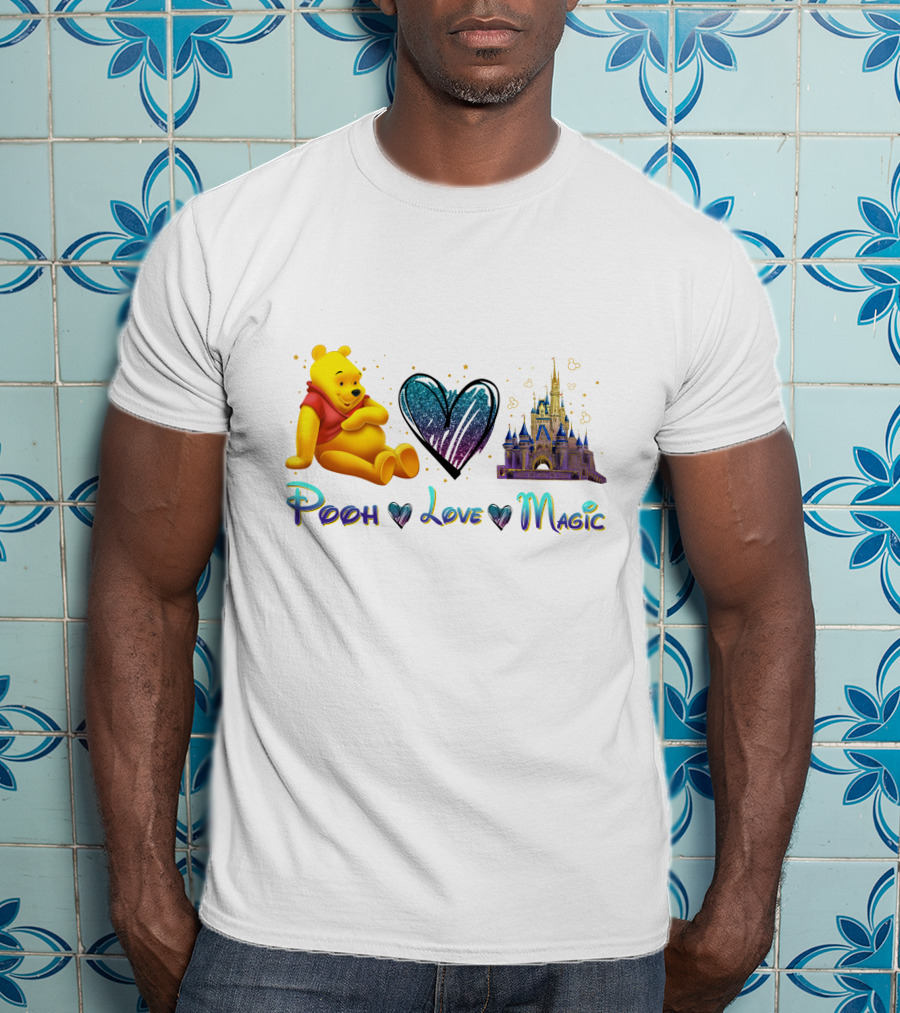 Pooh Love Magic Heart Castle Fantasy T-Shirt