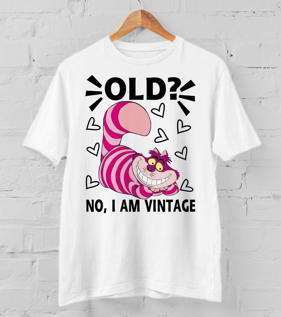 OLD NO I AM VINTAGE Cheshire Cat Hearts T-Shirt