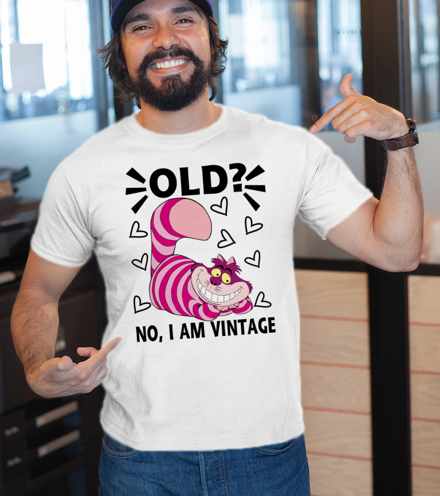 OLD NO I AM VINTAGE Cheshire Cat Hearts T-Shirt