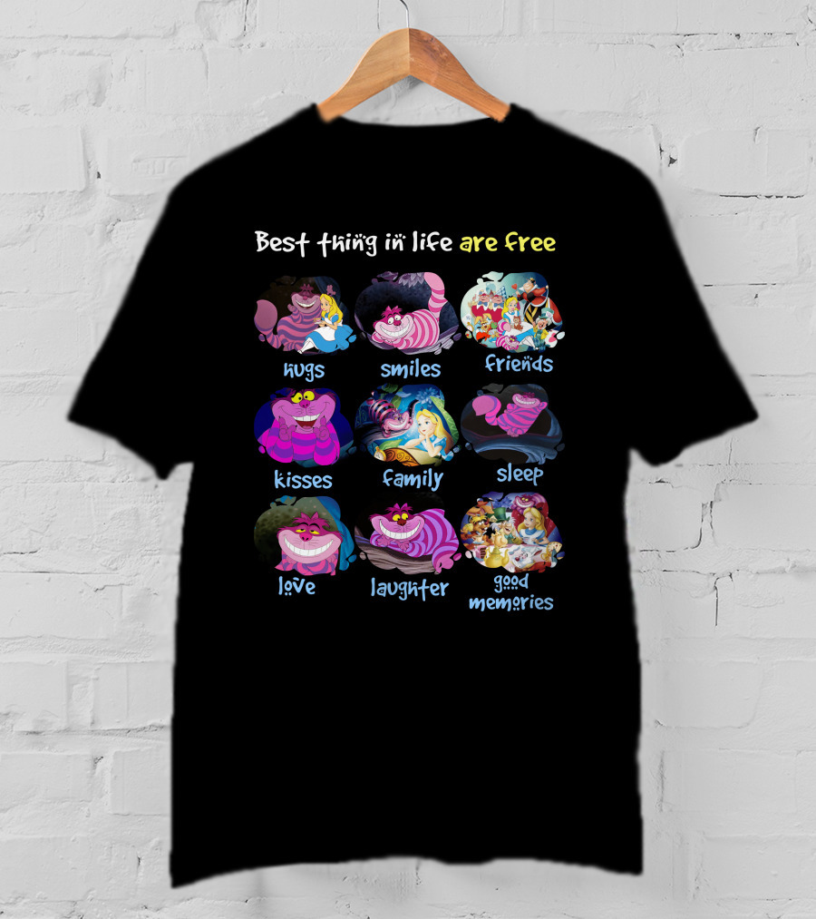 Best Thing In Life Are Free Hugs Smiles Friends Kisses Family Sleep Love Laughter Good Memories T-Shirt