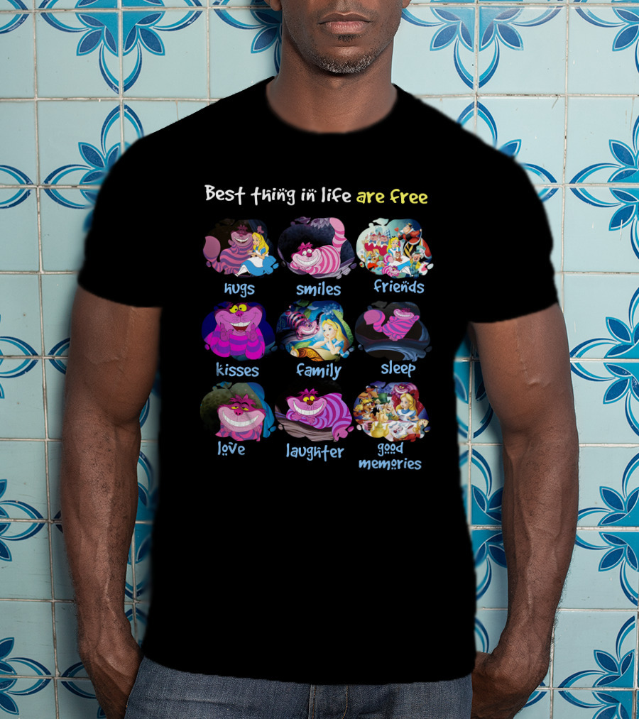 Best Thing In Life Are Free Hugs Smiles Friends Kisses Family Sleep Love Laughter Good Memories T-Shirt