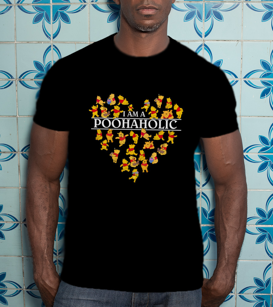 I Am A Poohaholic Heart-Shaped Character Montage T-Shirt