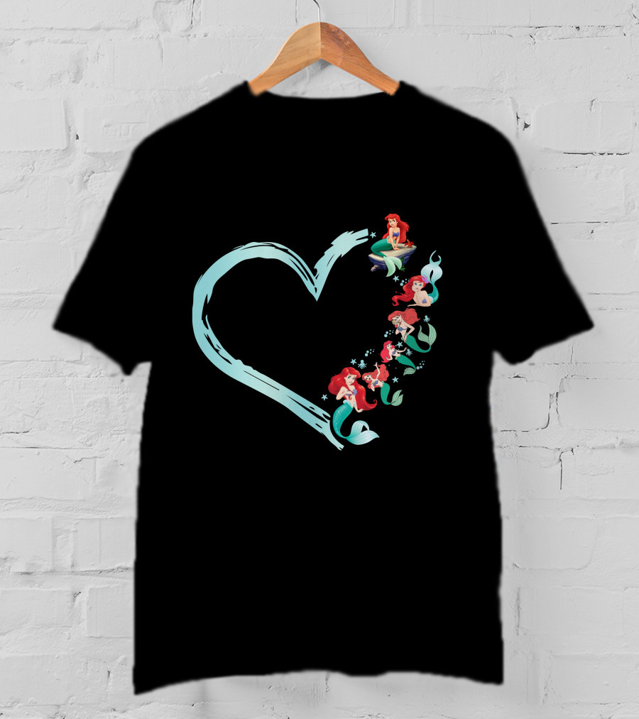 Ariel Heart Shaped Mermaid Collection T-Shirt