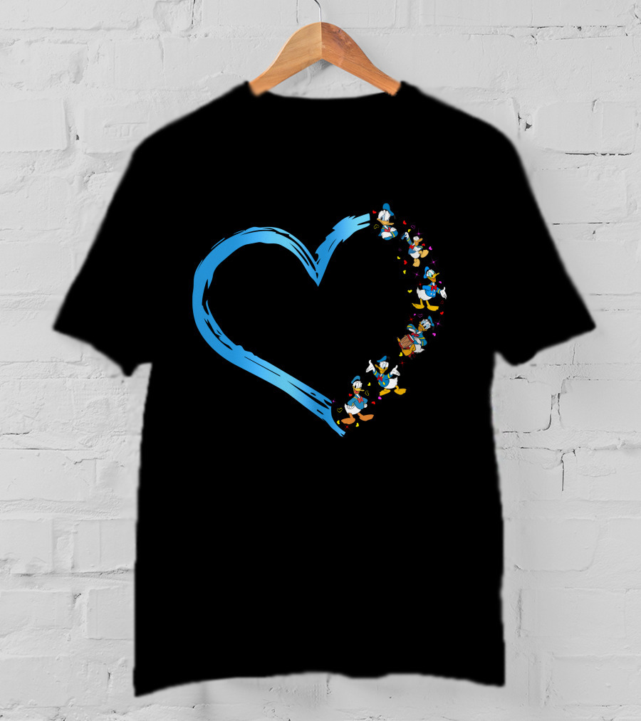 Donald Heart Blue Brushstroke Character Sequence T-Shirt