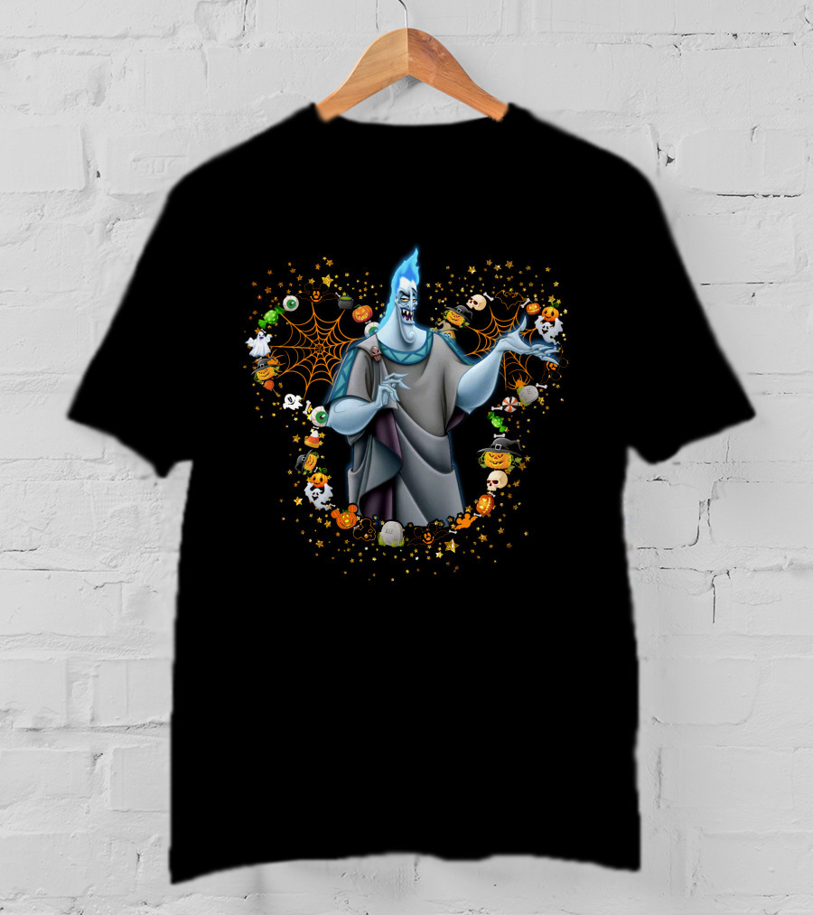 Hades Halloween Firework Pumpkin Ghost Characters Webs And Stars T-Shirt