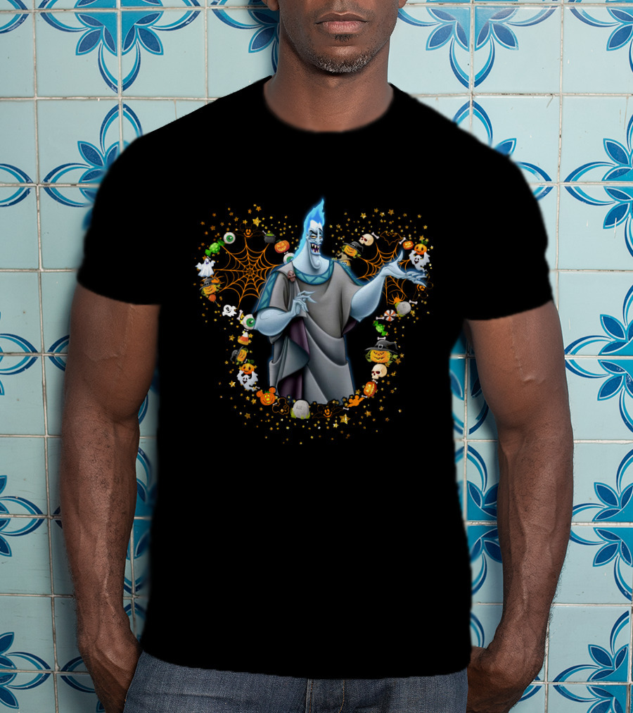Hades Halloween Firework Pumpkin Ghost Characters Webs And Stars T-Shirt