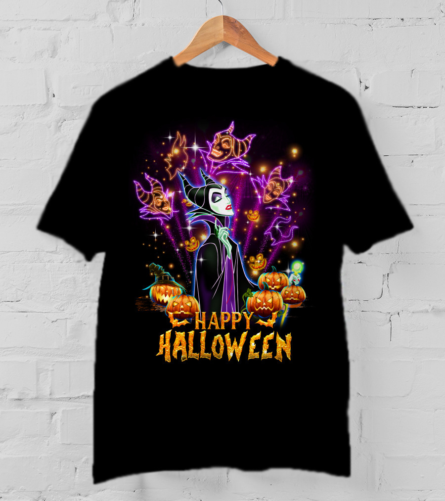Happy Halloween Maleficent Pumpkin Fireworks T-Shirt