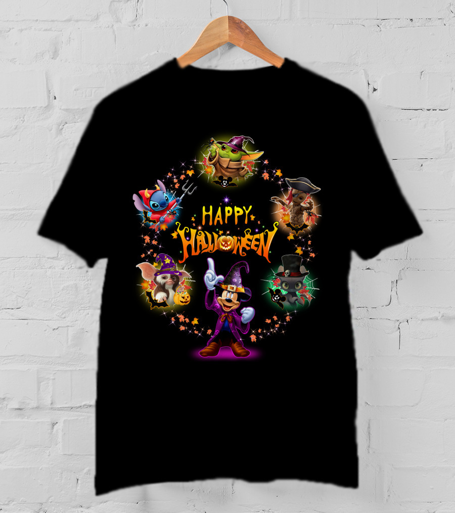 Happy Halloween Baby Yoda Friends Disney Characters T-Shirt
