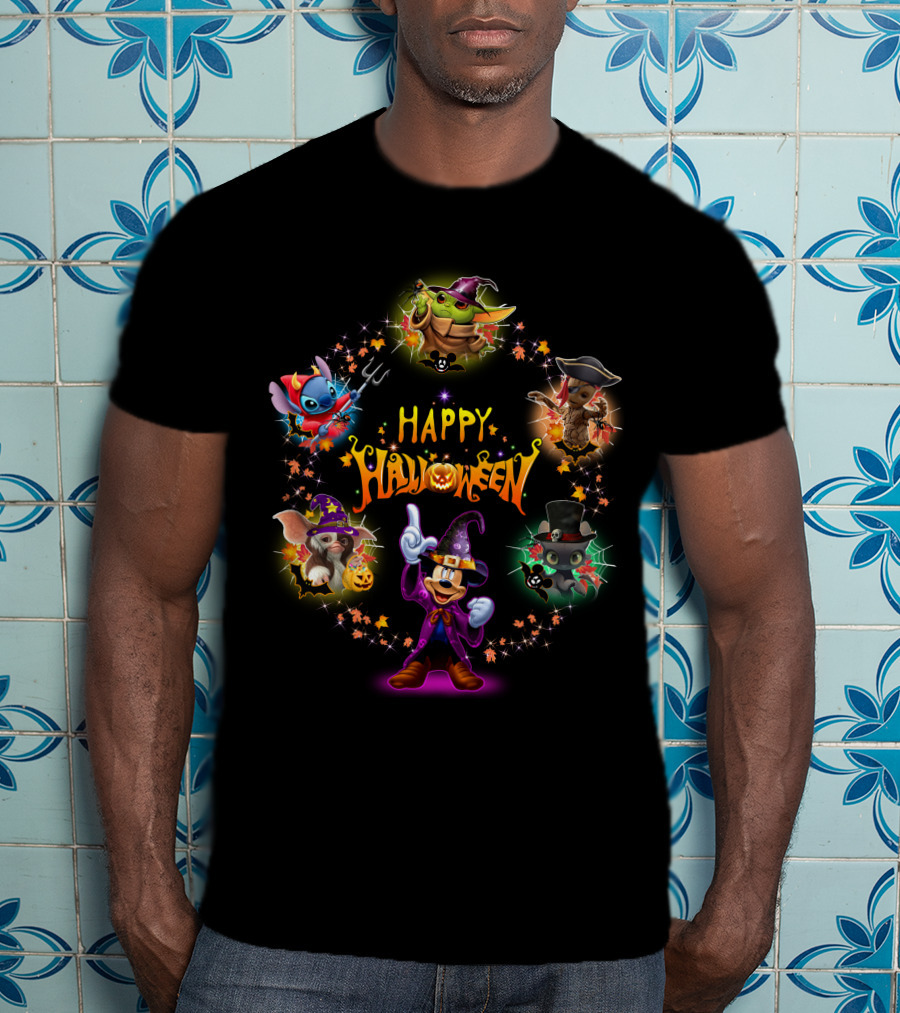 Happy Halloween Baby Yoda Friends Disney Characters T-Shirt