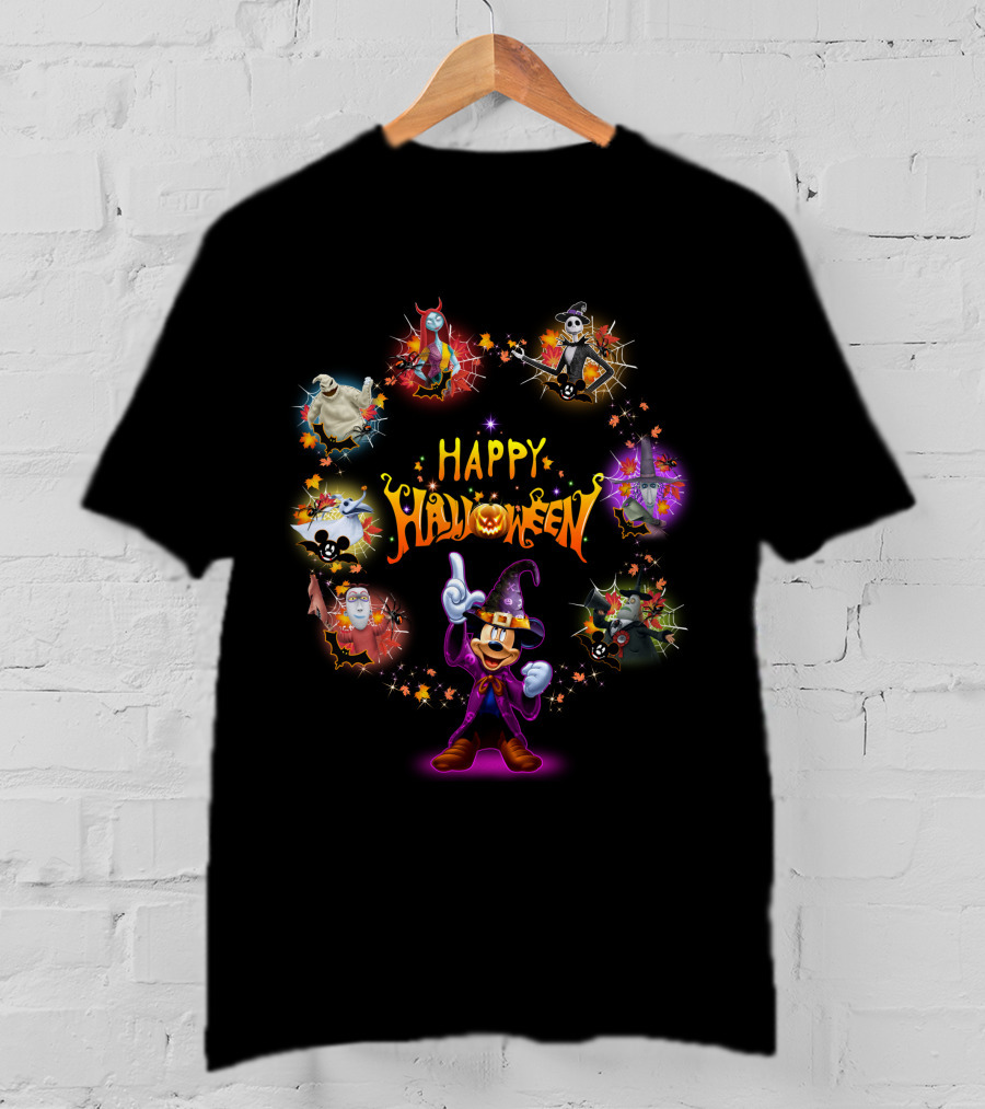 Happy Halloween Jack Skellington Mickey Mouse Witch Costume T-Shirt