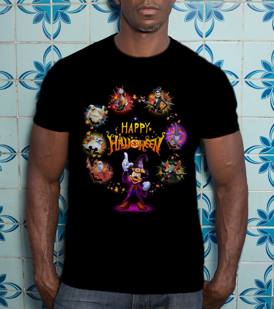 Happy Halloween Jack Skellington Mickey Mouse Witch Costume T-Shirt
