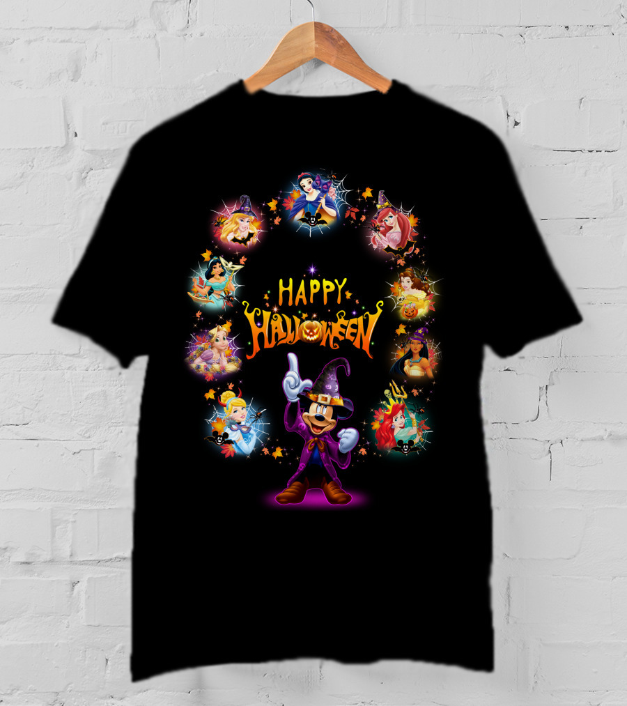 Happy Halloween Disney Princesses Mickey Halloween T-Shirt