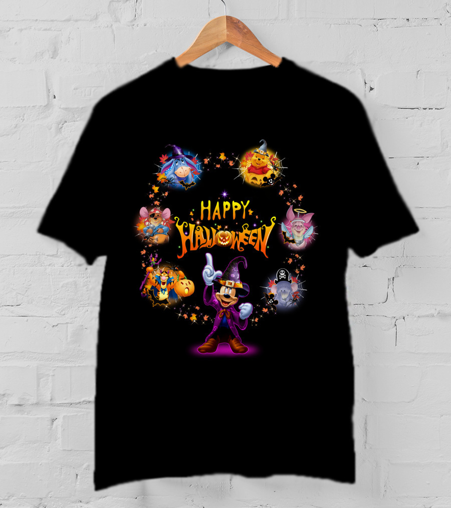 Happy Halloween Winnie The Pooh Disney Characters Magic Circle T-Shirt