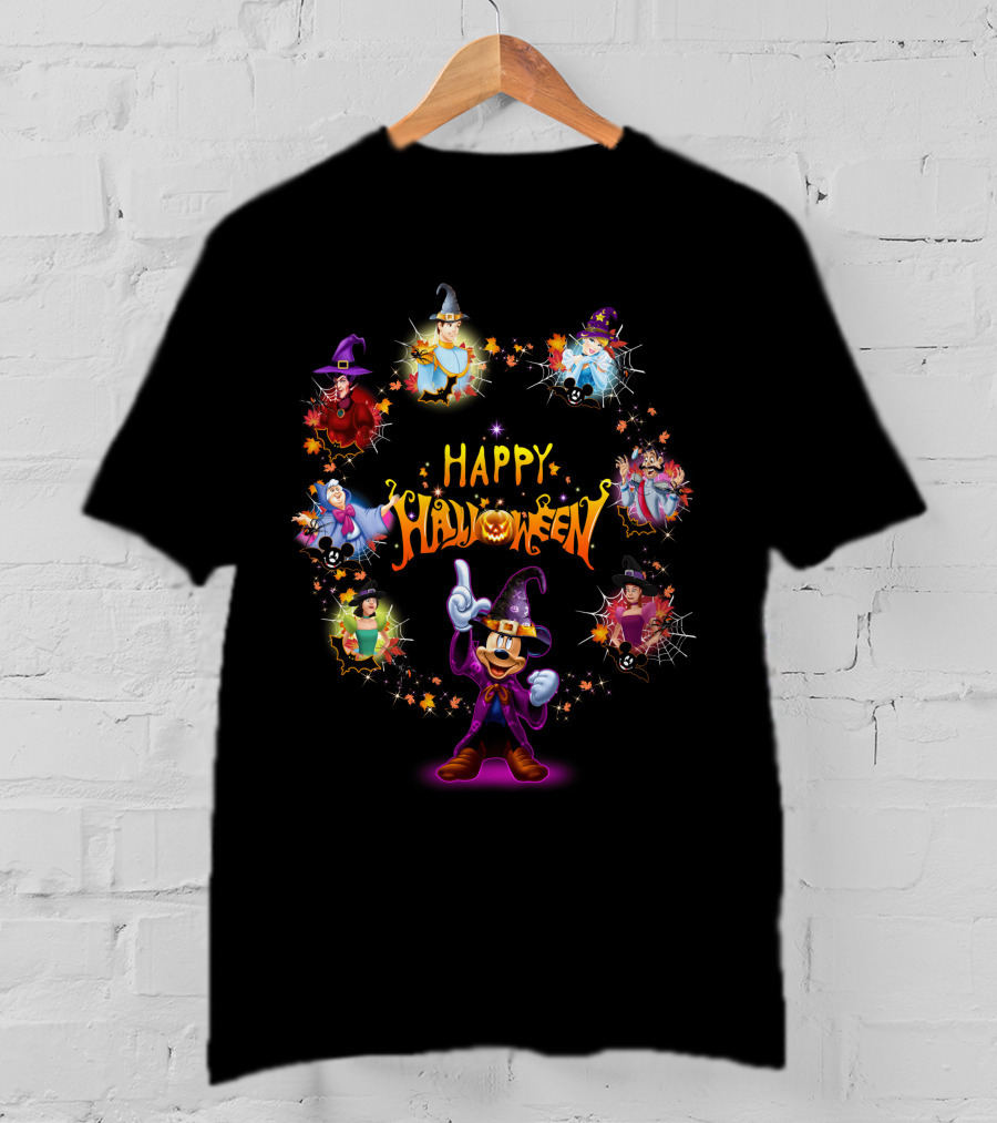Happy Halloween Disney Mickey Mouse Cinderella Witch Costumes T-Shirt