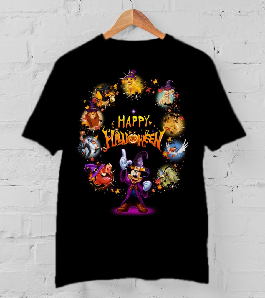 Happy Halloween Lion King Disney Characters Magic Circle T-Shirt