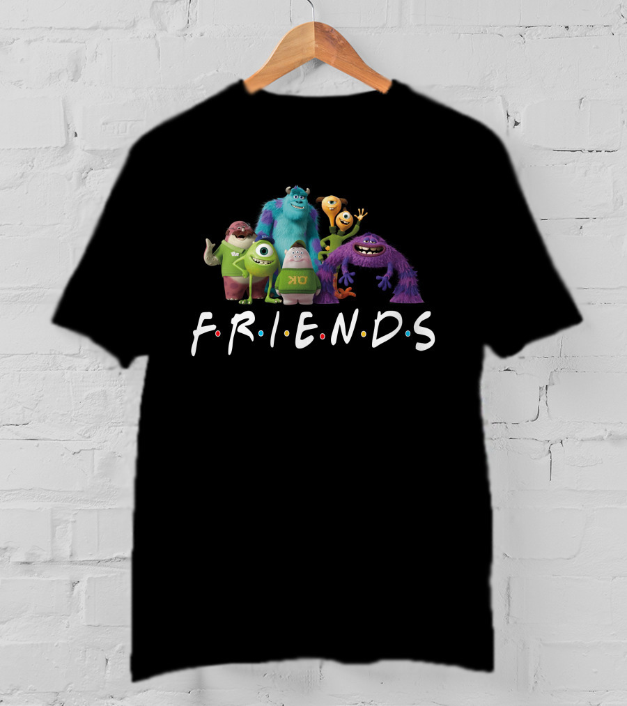 Monsters University Characters With Friends Television Show Style Letters T-Shirt