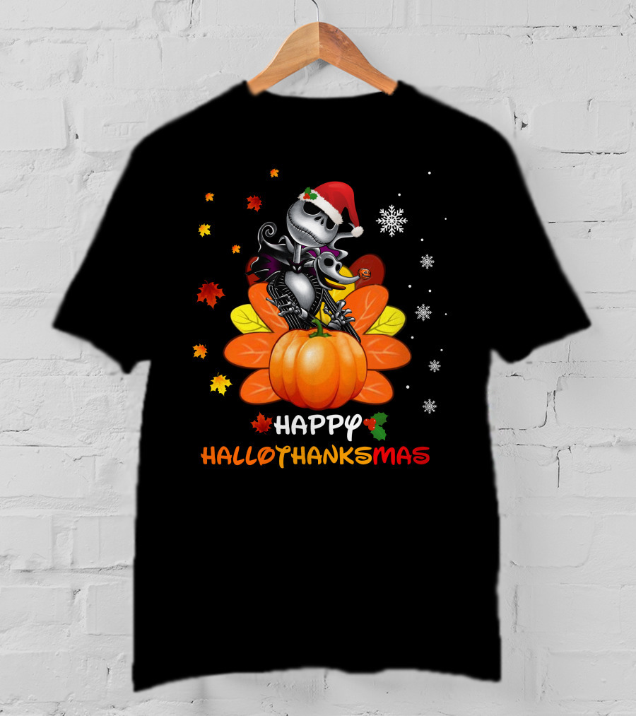 Happy Jack Hallothankmas Pumpkin Santa Skeleton T-Shirt
